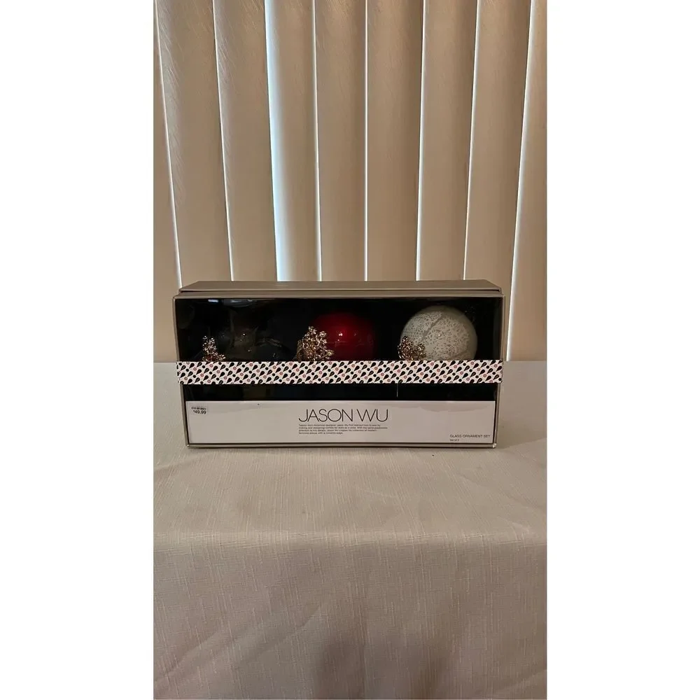 Jason Wu Neiman Marcus Holiday Ornament Set of 3 Elegant Designer Xmas Balls